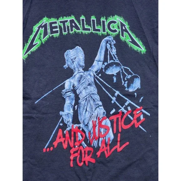 Metallica And Justice For All Black T-Shirt Size Med Rock Metal Stranger Things - Picture 2 of 5